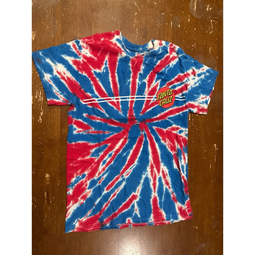 Santa Cruz Skateboards Tie-Dye Tee in Red & Blue